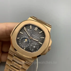 Patek-Philippe-Nautilus-57121R-001-Replica-40mm-Mens-Luxury-Automatic-Watch-with-Charcoal-Gray-Dial-Rose-Gold-Bracelet-Dial-Detail-1