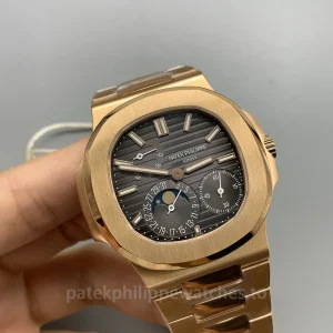 Patek-Philippe-Nautilus-57121R-001-Replica-40mm-Mens-Luxury-Automatic-Watch-with-Charcoal-Gray-Dial-Rose-Gold-Bracelet-Dial-Detail-2