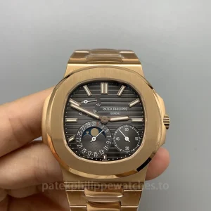 Patek-Philippe-Nautilus-57121R-001-Replica-40mm-Mens-Luxury-Automatic-Watch-with-Charcoal-Gray-Dial-Rose-Gold-Bracelet-Front-View