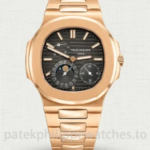 Patek-Philippe-Nautilus-57121R-001-Replica-40mm-Mens-Luxury-Automatic-Watch-with-Charcoal-Gray-Dial-Rose-Gold-Bracelet-Main-Image