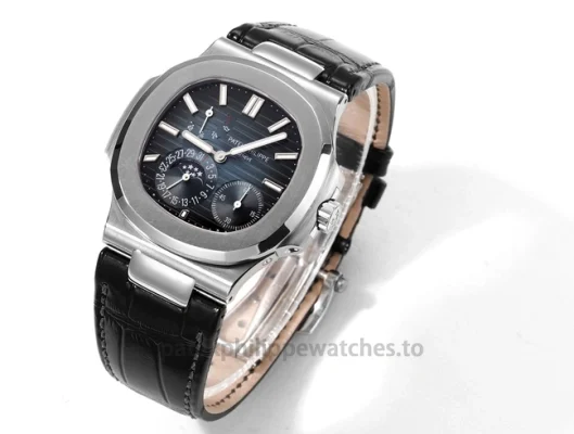 Patek Philippe Nautilus 5712G-001 Replica – 40mm 904L Steel White-Gold Tone, Dark Horizontal Dial Front view2
