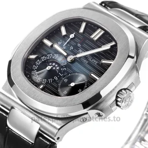 Patek Philippe Nautilus 5712G-001 Replica – 40mm 904L Steel White-Gold Tone, Dark Horizontal Dial Front view4