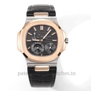 Patek Philippe Nautilus 5712GR-001 Replica – 40mm Two-Tone 904L Steel, Charcoal Horizontal DialFront view1