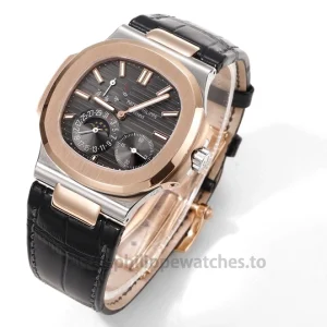 Patek Philippe Nautilus 5712GR-001 Replica – 40mm Two-Tone 904L Steel, Charcoal Horizontal DialFront view2