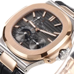 Patek Philippe Nautilus 5712GR-001 Replica – 40mm Two-Tone 904L Steel, Charcoal Horizontal DialFront view4