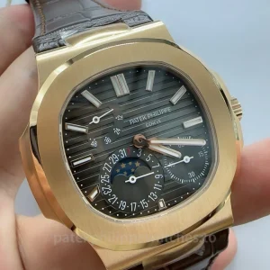 Patek-Philippe-Nautilus-5712R-001-Replica-40mm-Mens-Automatic-Watch-Black-Dial-Rose-Gold-Case-Dial-Detail-2