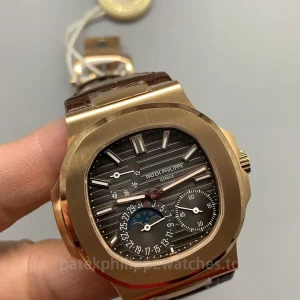 Patek-Philippe-Nautilus-5712R-001-Replica-40mm-Mens-Automatic-Watch-Black-Dial-Rose-Gold-Case-Dial-Detail-3