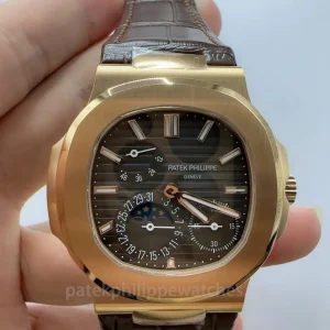Patek-Philippe-Nautilus-5712R-001-Replica-40mm-Mens-Automatic-Watch-Black-Dial-Rose-Gold-Case-Front-View