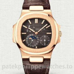 Patek-Philippe-Nautilus-5712R-001-Replica-40mm-Mens-Automatic-Watch-Black-Dial-Rose-Gold-Case-Main-Image