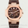 Patek Philippe Nautilus 5712R-001 Replica – 40mm Rose-Gold-Tone 904L Steel, Brown Gradient DialWatch strap