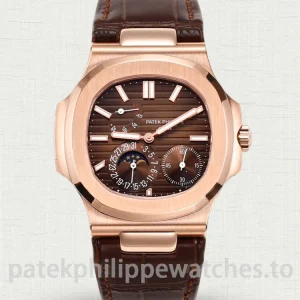 Patek Philippe Nautilus 5712R-001 Replica – 40mm Rose-Gold-Tone 904L Steel, Brown Gradient DialWatch strap