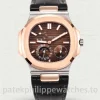 Patek Philippe Nautilus 5712R-001 Replica – 40mm Rose-Gold-Tone 904L Steel, Brown Gradient Dial, Black Alligator Strap