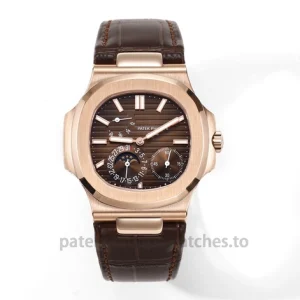 Patek Philippe Nautilus 5712R-001 Replica – 40mm Rose-Gold-Tone 904L Steel, Brown Gradient DialFront view1