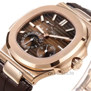 Patek Philippe Nautilus 5712R-001 Replica – 40mm Rose-Gold-Tone 904L Steel, Brown Gradient DialFront view1
