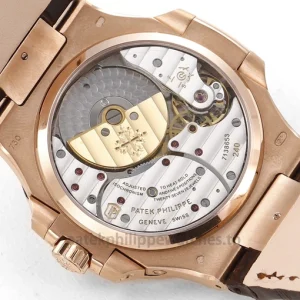 Patek Philippe Nautilus 5712R-001 Replica – 40mm Rose-Gold-Tone 904L Steel, Brown Gradient DialWatch case back