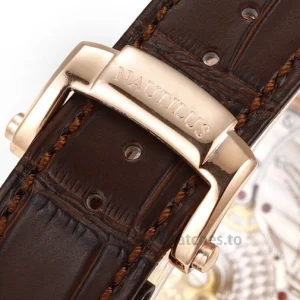 Patek Philippe Nautilus 5712R-001 Replica – 40mm Rose-Gold-Tone 904L Steel, Brown Gradient DialWatch strap