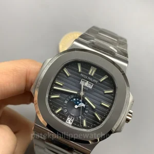 Patek-Philippe-Nautilus-57261A-014-Super-Clone-40.5mm-Mens-Annual-Calendar-Moon-Phase-Watch-with-Blue-Grey-Gradient-Dial-Dial-Detail-1