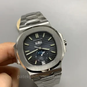 Patek-Philippe-Nautilus-57261A-014-Super-Clone-40.5mm-Mens-Annual-Calendar-Moon-Phase-Watch-with-Blue-Grey-Gradient-Dial-Dial-Detail-2