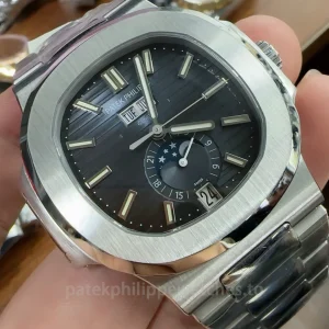 Patek-Philippe-Nautilus-57261A-014-Super-Clone-40.5mm-Mens-Annual-Calendar-Moon-Phase-Watch-with-Blue-Grey-Gradient-Dial-Dial-Detail-3