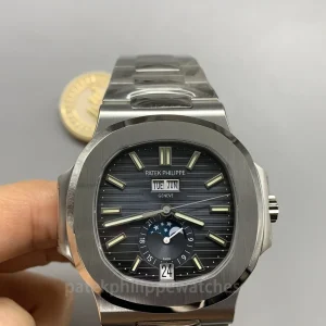 Patek-Philippe-Nautilus-57261A-014-Super-Clone-40.5mm-Mens-Annual-Calendar-Moon-Phase-Watch-with-Blue-Grey-Gradient-Dial-Front-View