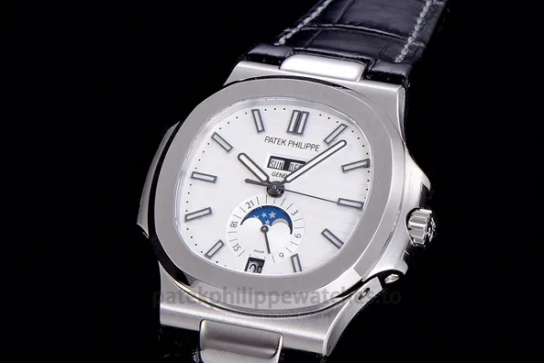 Patek Philippe Nautilus 5726A-001 Replica Silver-Grey Dial Black Alligator StrapCase profile