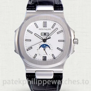 Patek Philippe Nautilus 5726A-001 Replica Silver-Grey Dial Black Alligator StrapMain product image