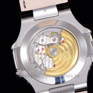 Patek Philippe Nautilus 5726A-001 Replica Silver-Grey Dial Black Alligator StrapWatch case back