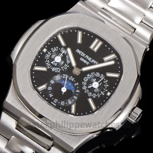 Patek Philippe Nautilus 5740-1G-001 Replica White Gold Tone 904 Steel BlackFront view5