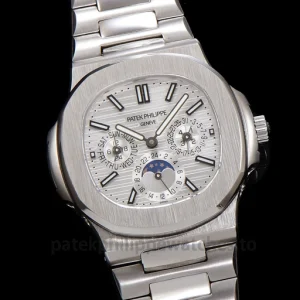 Patek Philippe Nautilus 5740-1G-001 Replica White Gold Tone 904 Steel BlackFront view2