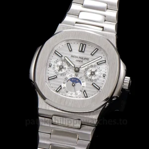 Patek Philippe Nautilus 5740-1G-001 Replica White Gold Tone 904 Steel BlackFront view3
