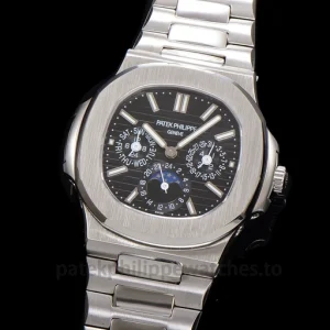 Patek Philippe Nautilus 5740-1G-001 Replica White Gold Tone 904 Steel BlackFront view3