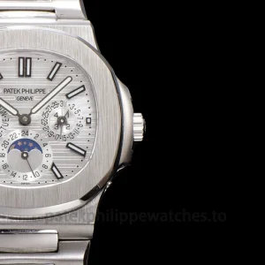 Patek Philippe Nautilus 5740-1G-001 Replica White Gold Tone 904 Steel BlackFront view4