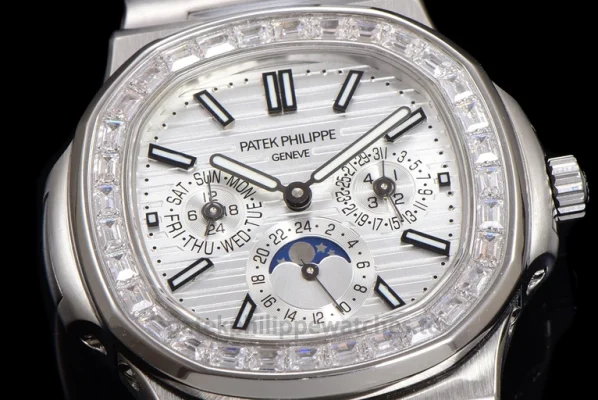 Patek Philippe Nautilus 5740-1G-001 Replica White Gold Tone 904 Steel Ice SilverClasp detail 2