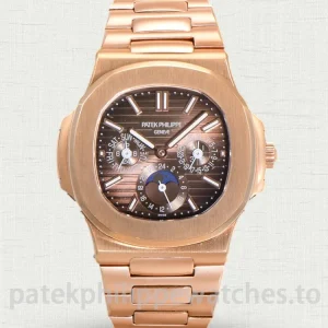 Patek Philippe Nautilus 5740-1G-001 Super Clone 40mm Rose Gold Tone 904 Steel Chocolate BrownFront view5