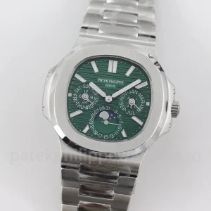 Patek-Philippe-Nautilus-57401G-001-Replica-–-40mm-Olive-Green-Sunburst-Dial-Perpetual-Calendar-Automatic-Luxury-Watch-Front-View