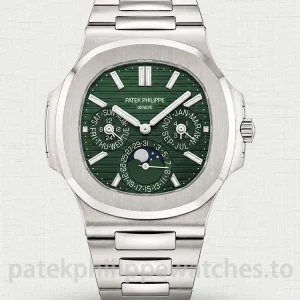 Patek-Philippe-Nautilus-57401G-001-Replica-–-40mm-Olive-Green-Sunburst-Dial-Perpetual-Calendar-Automatic-Luxury-Watch-Main-Image