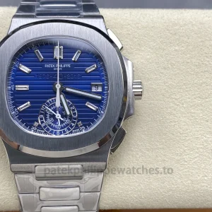 Patek Philippe Nautilus 5976-1G-001 Replica Super Clone 44mm 904L Stainless Steel Blue Dial Chronograph with CH 28-520 C Movement Fabric Strap9