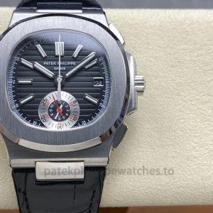 Patek Philippe Nautilus 5980 1A-014 Replica – Charcoal Gradient Dial, Black Crocodile Strap 3