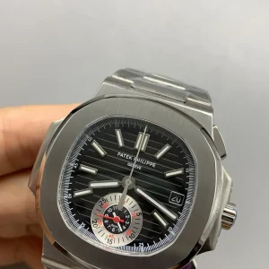 Patek-Philippe-Nautilus-59801A-014-Replica-40.5mm-Mens-Automatic-Flyback-Chronograph-Watch-with-Black-Gradient-Dial-Stainless-Steel-Bracelet-Dial-Detail-1