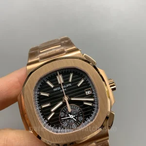 Patek-Philippe-Nautilus-59801R-001-Replica-40.5mm-Mens-Luxury-Chronograph-Watch-with-black-Gradient-Dial-Rose-Gold-Plated-904L-Stainless-Steel-Case-Dial-Detail-2
