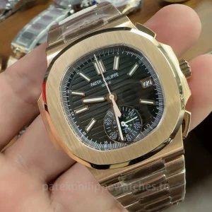 Patek-Philippe-Nautilus-59801R-001-Replica-40.5mm-Mens-Luxury-Chronograph-Watch-with-black-Gradient-Dial-Rose-Gold-Plated-904L-Stainless-Steel-Case-Dial-Detail-3