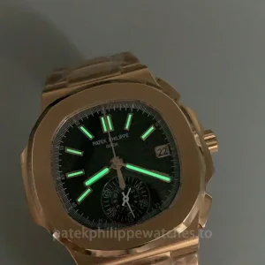 Patek-Philippe-Nautilus-59801R-001-Replica-40.5mm-Mens-Luxury-Chronograph-Watch-with-black-Gradient-Dial-Rose-Gold-Plated-904L-Stainless-Steel-Case-Luminescence