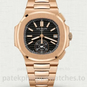 Patek-Philippe-Nautilus-59801R-001-Replica-40.5mm-Mens-Luxury-Chronograph-Watch-with-black-Gradient-Dial-Rose-Gold-Plated-904L-Stainless-Steel-Case-Main-Image
