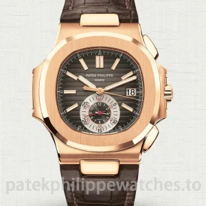 Patek-Philippe-Nautilus-5980R-001-Replica-Mens-Luxury-Chronograph-Watch-40.5mm-Rose-Gold-Case-Brown-Gradient-Dial-Leather-Strap-Main-Image