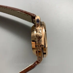 Patek-Philippe-Nautilus-5980R-001-Replica-Mens-Luxury-Chronograph-Watch-40.5mm-Rose-Gold-Case-Brown-Gradient-Dial-Leather-Strap-Right-Side