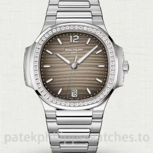 Patek-Philippe-Nautilus-71181200A-011-Super-Clone-35.2mm-Womens-Luxury-Automatic-Watch-with-Smoky-White-Dial-Diamond-Bezel-Main-Image