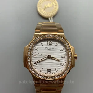 Patek-Philippe-Nautilus-71181200R-001-Replica-Womens-Luxury-Automatic-Watch-35.2mm-Rose-Gold-Case-Front-View