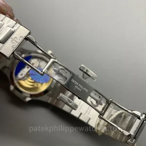 Patek-Philippe-Nautilus-71181A-010-Replica-Womens-Luxury-Automatic-Watch-35.2mm-Silver-Opaline-Dial-Stainless-Steel-CaseBuckle-Detail-1