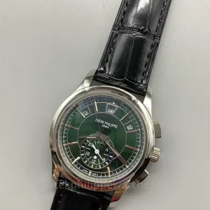 Super Clone Patek Philippe 5905P-014 42mm Men's Automatic Flyback Chronograph Watch with Olive Green Dial-Dial Detail 1