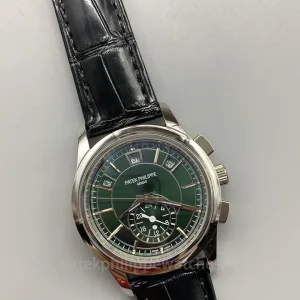Super Clone Patek Philippe 5905P-014 42mm Men's Automatic Flyback Chronograph Watch with Olive Green Dial-Dial Detail 2